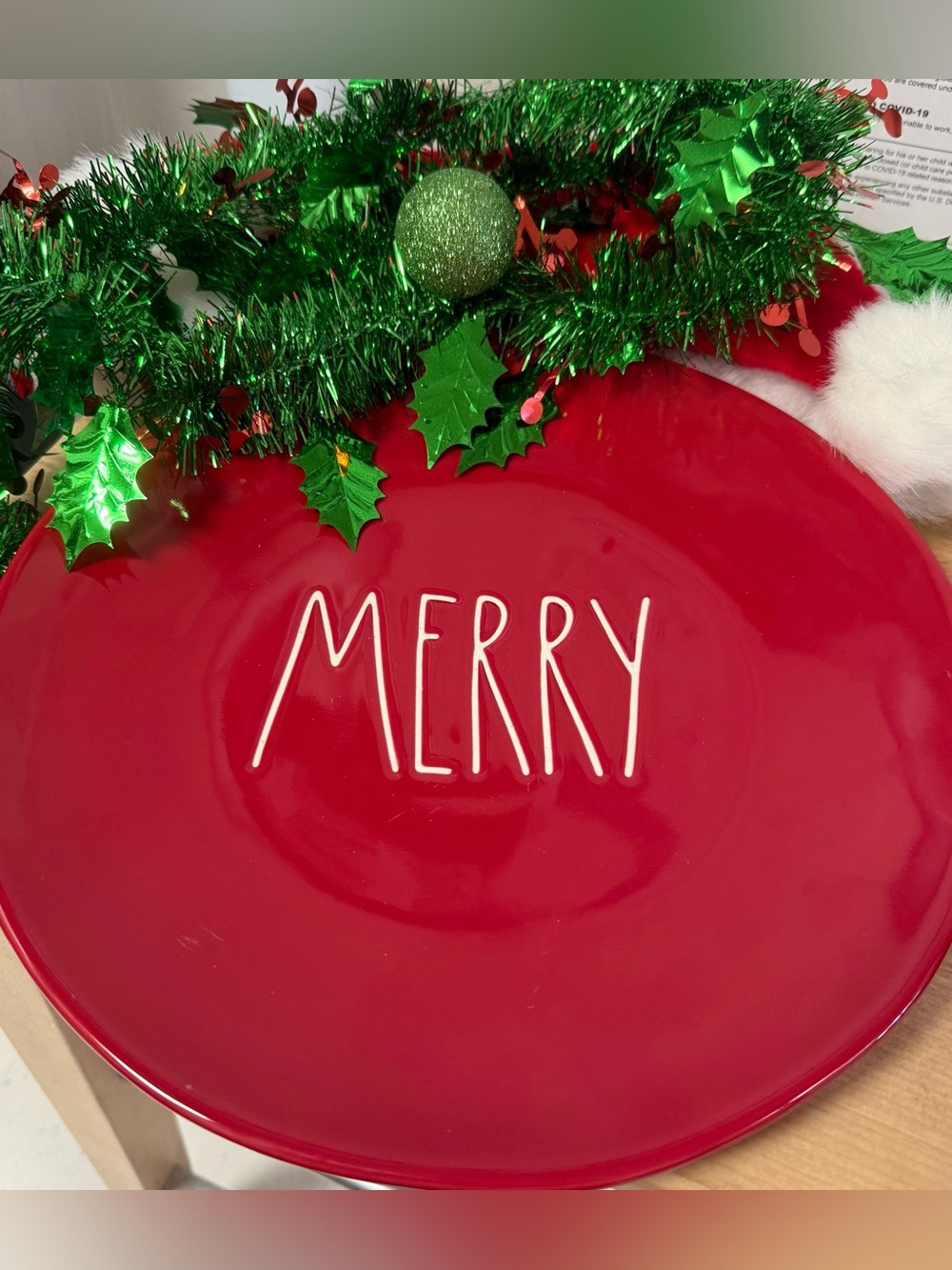 Rae Dunn Red "MERRY" Holiday Plate - Artisan Collection by Magenta